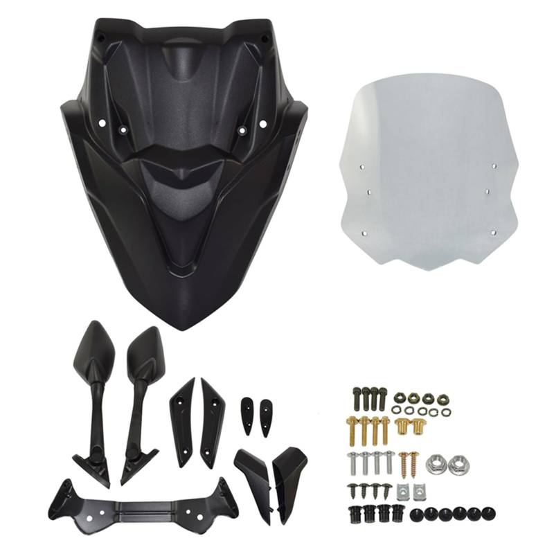 Windschutzscheibenglas Mit Frontmaske Rückspiegel Für Für NMAX125 Für NMAX155 Windschild Windabwei(Smoke Gray) von DZSQWETYU