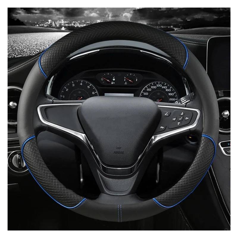 Lenkradbezug 38cm 15" Auto Lenkradbezug Leder Für Chevy Für Trax Für Tracker Für Aveo Für Lova Für RV Auto Lenkradhülle(Blau) von DZSYINGCHUSM