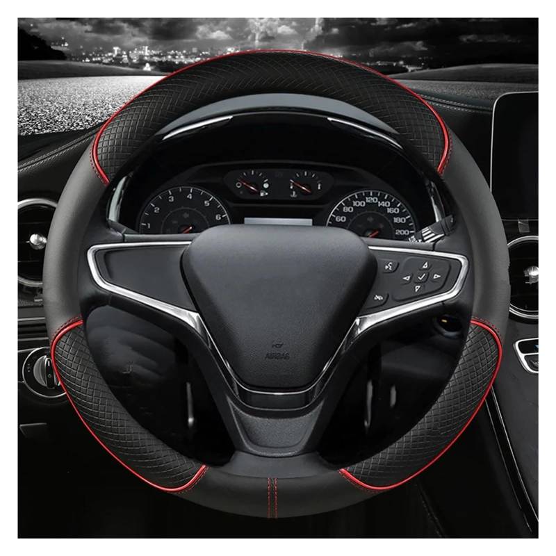 Lenkradbezug 38cm 15" Auto Lenkradbezug Leder Für Chevy Für Trax Für Tracker Für Aveo Für Lova Für RV Auto Lenkradhülle(Rot) von DZSYINGCHUSM