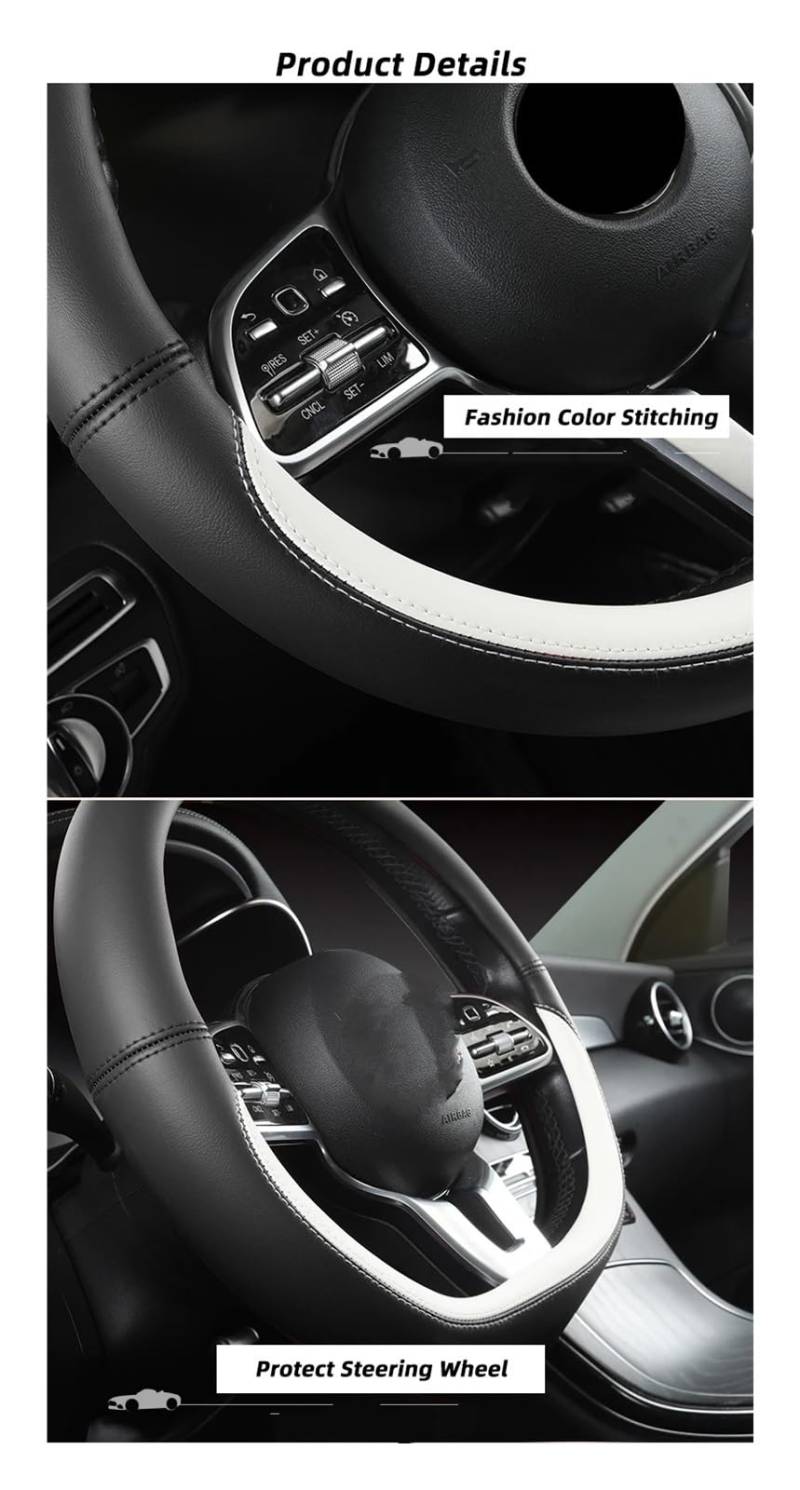 Lenkradbezug Autolenkradabdeckung, Autozubehör Für Nissan Für Kicks Für Tiida Für Teana Für Juke Für Versa Für Leaf Für Note Auto Lenkradhülle(D Shape Red) von DZSYINGCHUSM