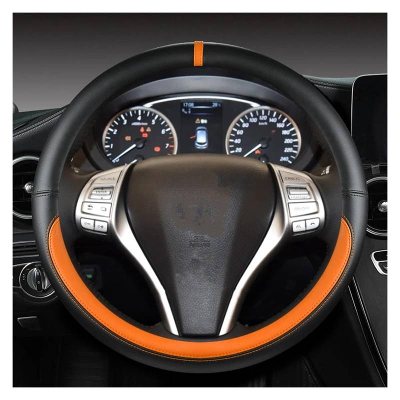Lenkradbezug Autolenkradabdeckung, Autozubehör Für Nissan Für Kicks Für Tiida Für Teana Für Juke Für Versa Für Leaf Für Note Auto Lenkradhülle(O Shape Orange) von DZSYINGCHUSM