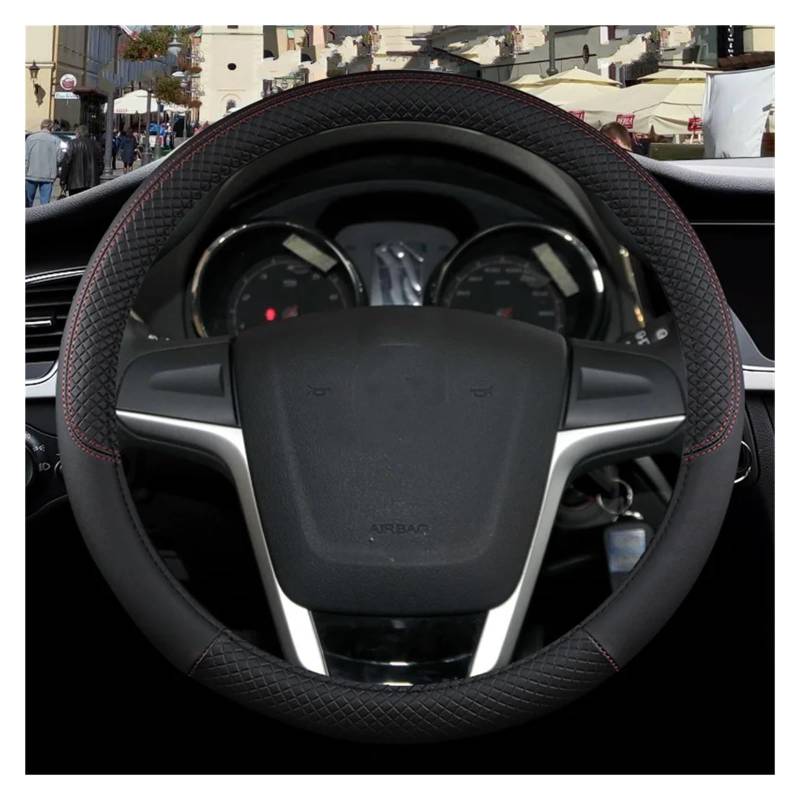 Lenkradbezug Autolenkradabdeckung Aus PU-Leder, rutschfest, Autozubehör Für MG HS ZS EV MG3 3SW MG5 MG6 MG7 ZR EHS EZS GT, 9 Farben Auto Lenkradhülle(O Shape Black) von DZSYINGCHUSM