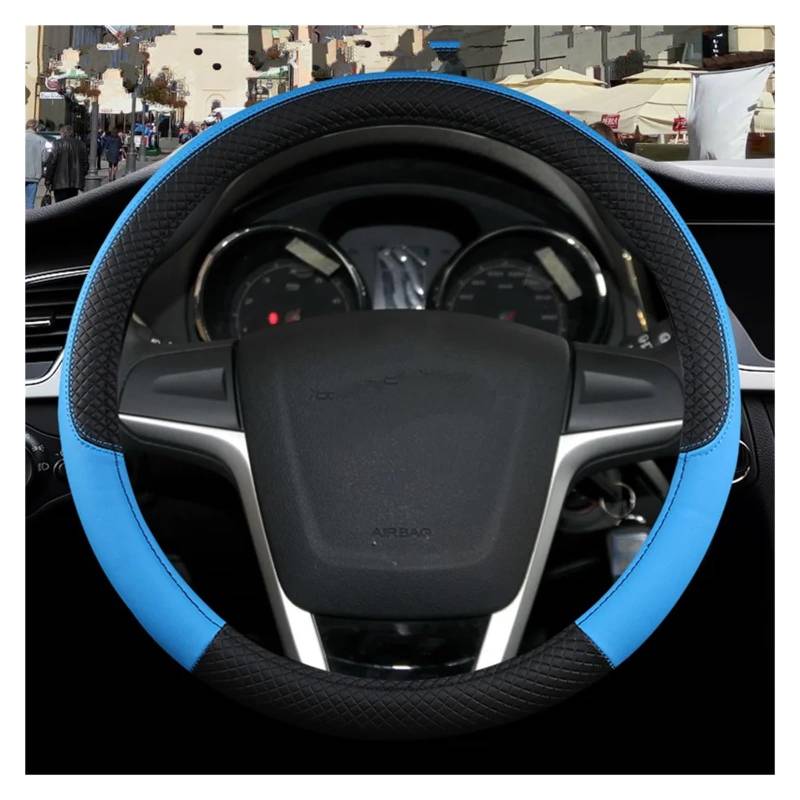 Lenkradbezug Autolenkradabdeckung Aus PU-Leder, rutschfest, Autozubehör Für MG HS ZS EV MG3 3SW MG5 MG6 MG7 ZR EHS EZS GT, 9 Farben Auto Lenkradhülle(O Shape Blue) von DZSYINGCHUSM