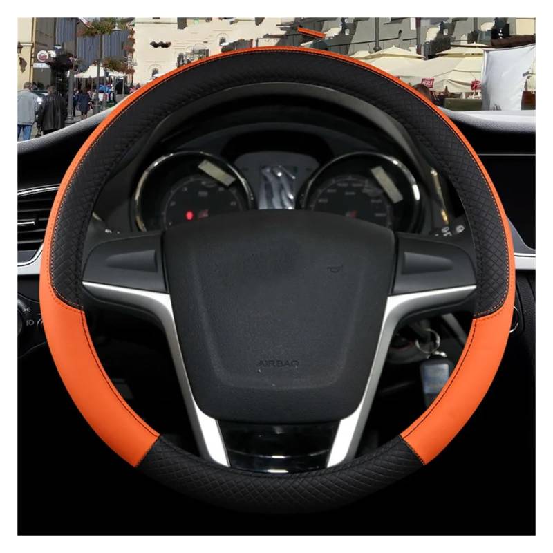 Lenkradbezug Autolenkradabdeckung Aus PU-Leder, rutschfest, Autozubehör Für MG HS ZS EV MG3 3SW MG5 MG6 MG7 ZR EHS EZS GT, 9 Farben Auto Lenkradhülle(O Shape Orange) von DZSYINGCHUSM