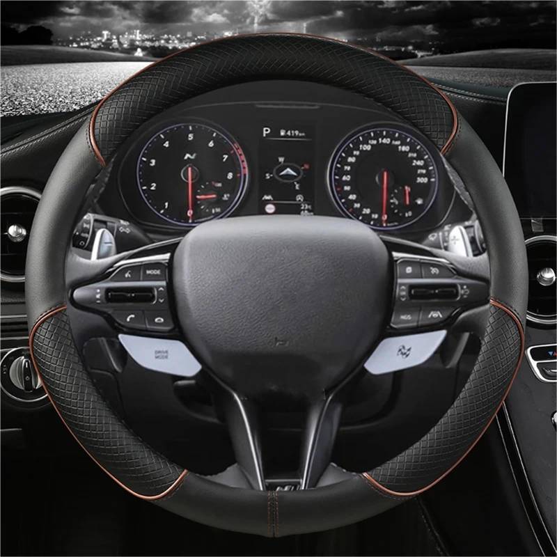 Lenkradbezug Für Hyundai Für Tucson Für Accent Für Elantra Für Santa Für Fe Für Creta Für Solaris Für Kona Autolenkradabdeckung, Autozubehör Auto Lenkradhülle(Coffee O Shape) von DZSYINGCHUSM