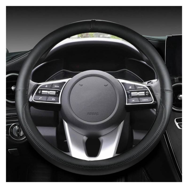 Lenkradbezug Für Kia Für Ceed Für Sorento Für Cerato K2 K3 K4 K5 KX3 KX5 2022 Autolenkradabdeckung 38cm 15" Leder Auto Lenkradhülle(Black O Shape) von DZSYINGCHUSM
