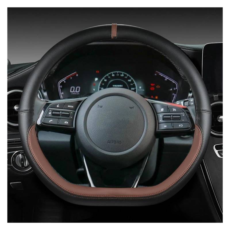 Lenkradbezug Für Kia Für Ceed Für Sorento Für Cerato K2 K3 K4 K5 KX3 KX5 2022 Autolenkradabdeckung 38cm 15" Leder Auto Lenkradhülle(Coffee D Shape) von DZSYINGCHUSM