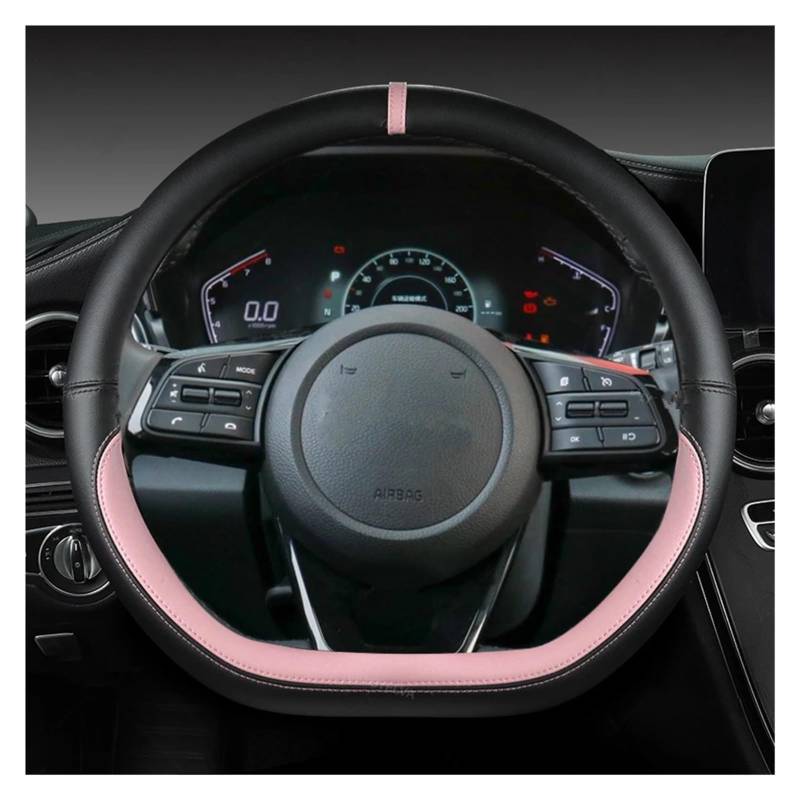 Lenkradbezug Für Kia Für Ceed Für Sorento Für Cerato K2 K3 K4 K5 KX3 KX5 2022 Autolenkradabdeckung 38cm 15" Leder Auto Lenkradhülle(PINK D Shape) von DZSYINGCHUSM