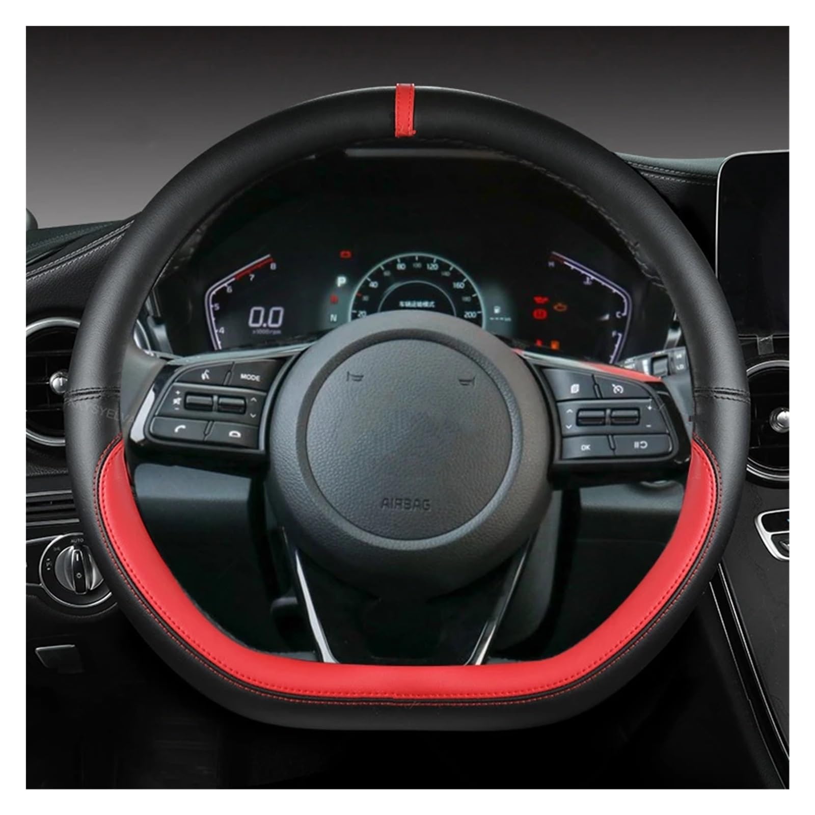 Lenkradbezug Für Kia Für Ceed Für Sorento Für Cerato K2 K3 K4 K5 KX3 KX5 2022 Autolenkradabdeckung 38cm 15" Leder Auto Lenkradhülle(RED D Shape) von DZSYINGCHUSM