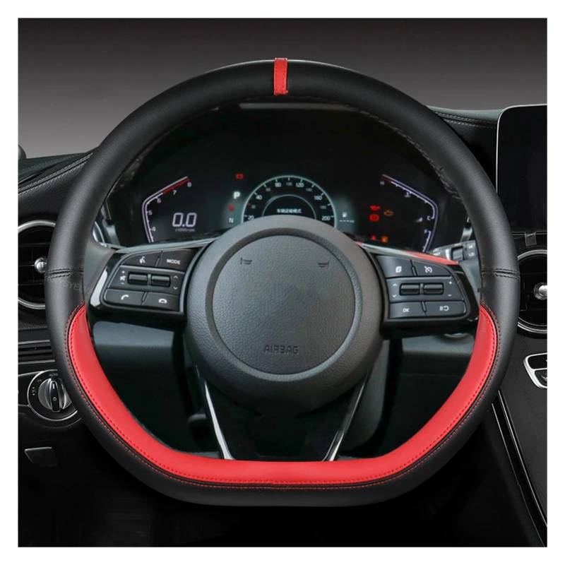 Lenkradbezug Für Kia Für Ceed Für Sorento Für Cerato K2 K3 K4 K5 KX3 KX5 2022 Autolenkradabdeckung 38cm 15" Leder Auto Lenkradhülle(RED D Shape) von DZSYINGCHUSM
