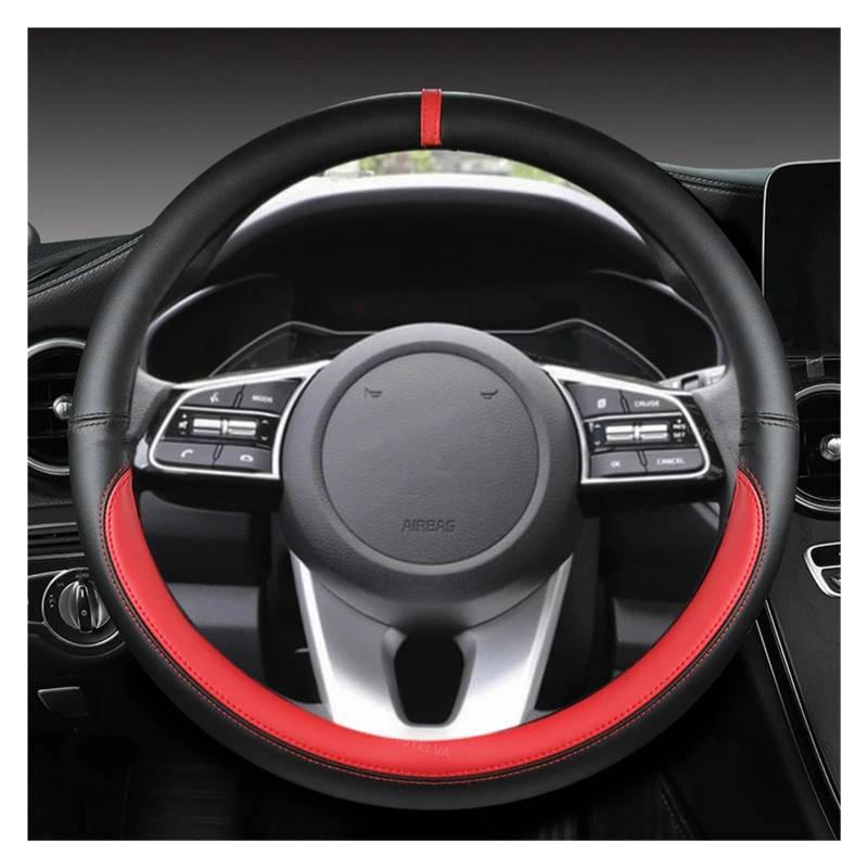 Lenkradbezug Für Kia Für Ceed Für Sorento Für Cerato K2 K3 K4 K5 KX3 KX5 2022 Autolenkradabdeckung 38cm 15" Leder Auto Lenkradhülle(RED O Shape) von DZSYINGCHUSM