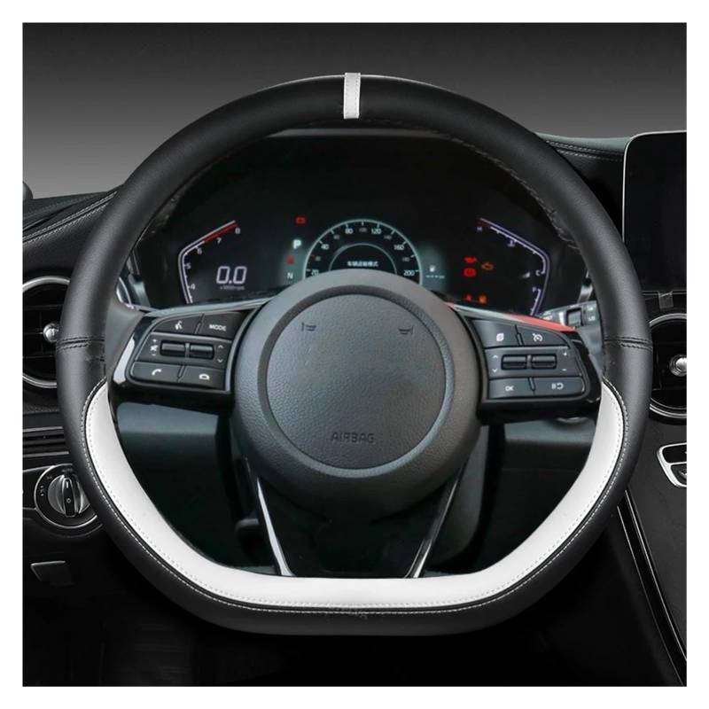 Lenkradbezug Für Kia Für Ceed Für Sorento Für Cerato K2 K3 K4 K5 KX3 KX5 2022 Autolenkradabdeckung 38cm 15" Leder Auto Lenkradhülle(White D Shape) von DZSYINGCHUSM