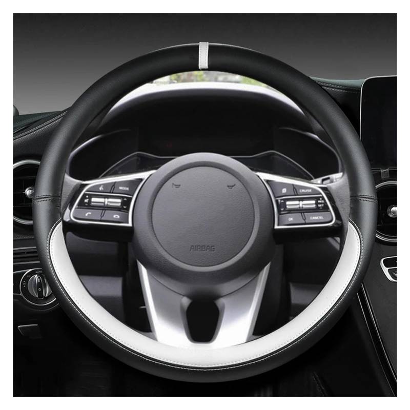 Lenkradbezug Für Kia Für Ceed Für Sorento Für Cerato K2 K3 K4 K5 KX3 KX5 2022 Autolenkradabdeckung 38cm 15" Leder Auto Lenkradhülle(White O Shape) von DZSYINGCHUSM
