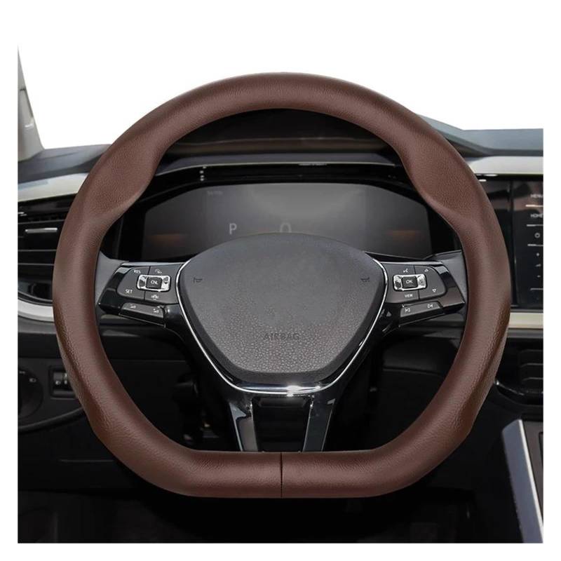 Lenkradbezug Für VW Für CC Für Touran Für Tiguan Für T-ROC Für Touareg ID3 Runde D-förmige Lenkradabdeckung Auto Lenkradhülle(Coffee D) von DZSYINGCHUSM