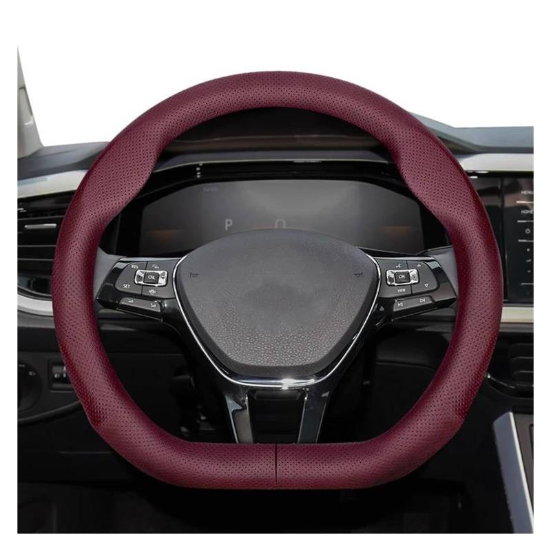 Lenkradbezug Für VW Für CC Für Touran Für Tiguan Für T-ROC Für Touareg ID3 Runde D-förmige Lenkradabdeckung Auto Lenkradhülle(Punch Red D10) von DZSYINGCHUSM