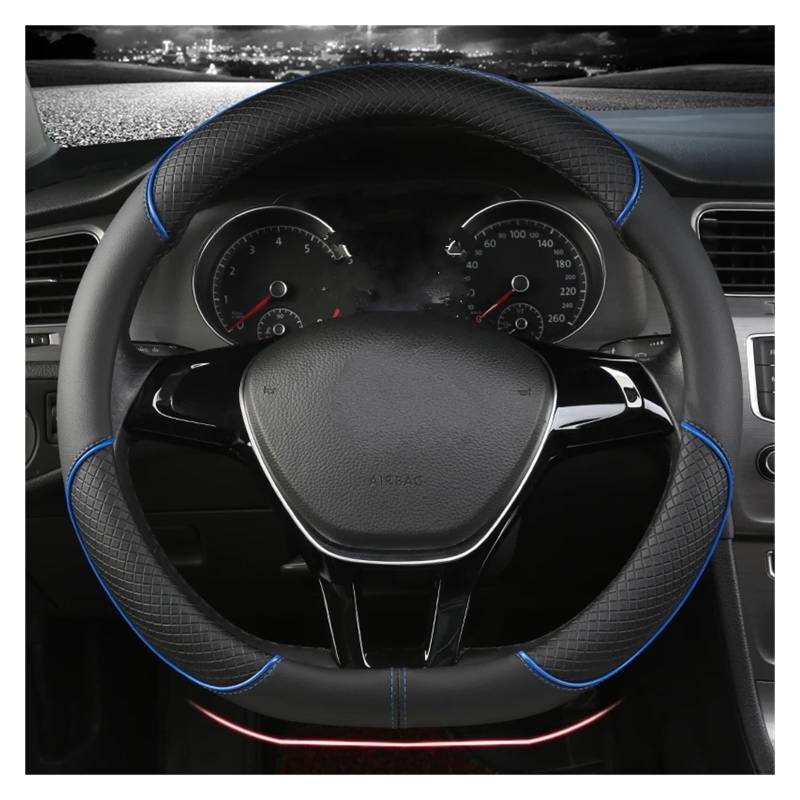Lenkradbezug Für VW Für Golf Für Polo Für Teramont Für Atlas Für T-ROC Für T-Cross Auto Lenkradbezug 38cm PU Leder Auto Lenkradhülle(Blue D) von DZSYINGCHUSM