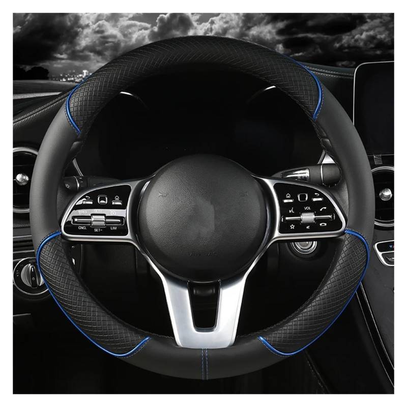 Lenkradbezug Für VW Für Golf Für Polo Für Teramont Für Atlas Für T-ROC Für T-Cross Auto Lenkradbezug 38cm PU Leder Auto Lenkradhülle(Blue O) von DZSYINGCHUSM