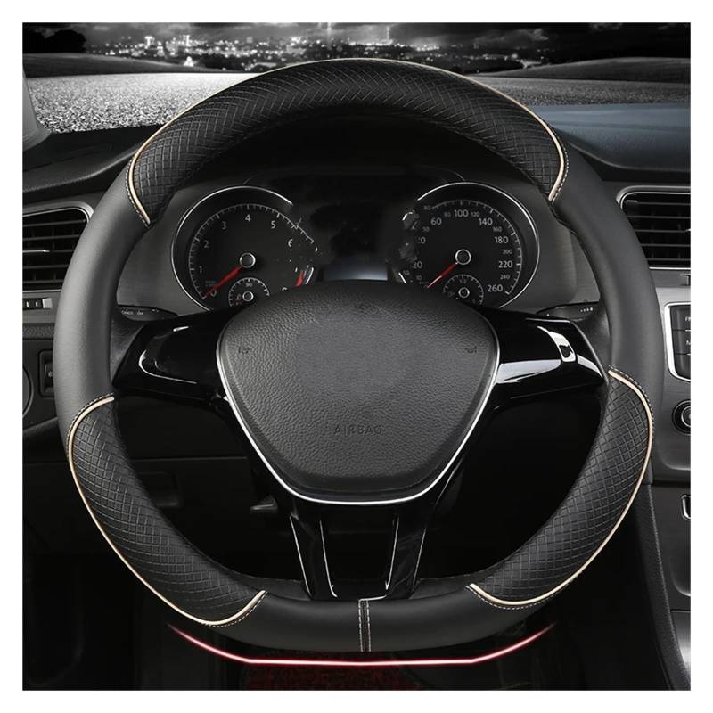 Lenkradbezug Für VW Für Golf Für Polo Für Teramont Für Atlas Für T-ROC Für T-Cross Auto Lenkradbezug 38cm PU Leder Auto Lenkradhülle(Brown D) von DZSYINGCHUSM