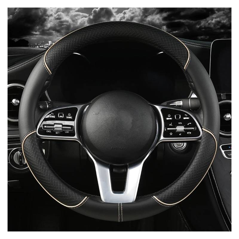 Lenkradbezug Für VW Für Golf Für Polo Für Teramont Für Atlas Für T-ROC Für T-Cross Auto Lenkradbezug 38cm PU Leder Auto Lenkradhülle(Brown O) von DZSYINGCHUSM