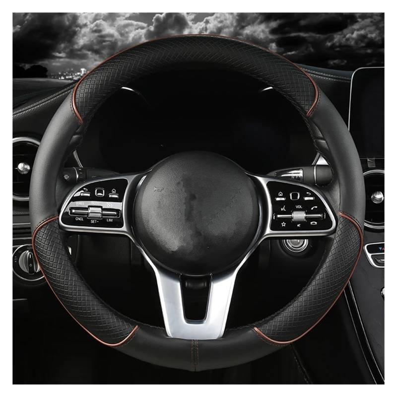 Lenkradbezug Für VW Für Golf Für Polo Für Teramont Für Atlas Für T-ROC Für T-Cross Auto Lenkradbezug 38cm PU Leder Auto Lenkradhülle(Coffee O) von DZSYINGCHUSM