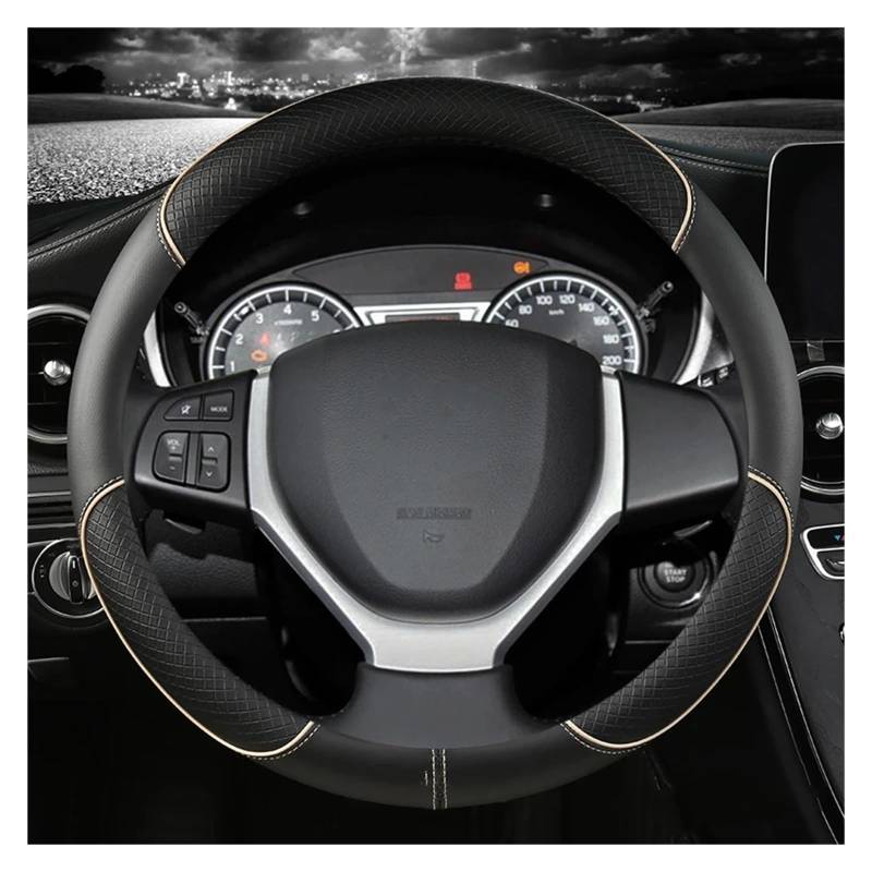 Lenkradbezug PU-Leder-Autolenkradabdeckung 38 cm Für Suzuki Für Celerio 2015-2019 Für SX4 Für S-Cross 2013-2019 Auto Lenkradhülle(Beige) von DZSYINGCHUSM