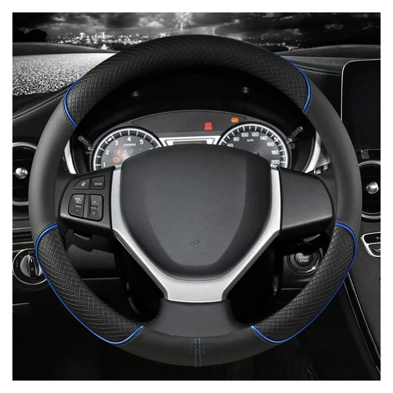 Lenkradbezug PU-Leder-Autolenkradabdeckung 38 cm Für Suzuki Für Celerio 2015-2019 Für SX4 Für S-Cross 2013-2019 Auto Lenkradhülle(Blau) von DZSYINGCHUSM