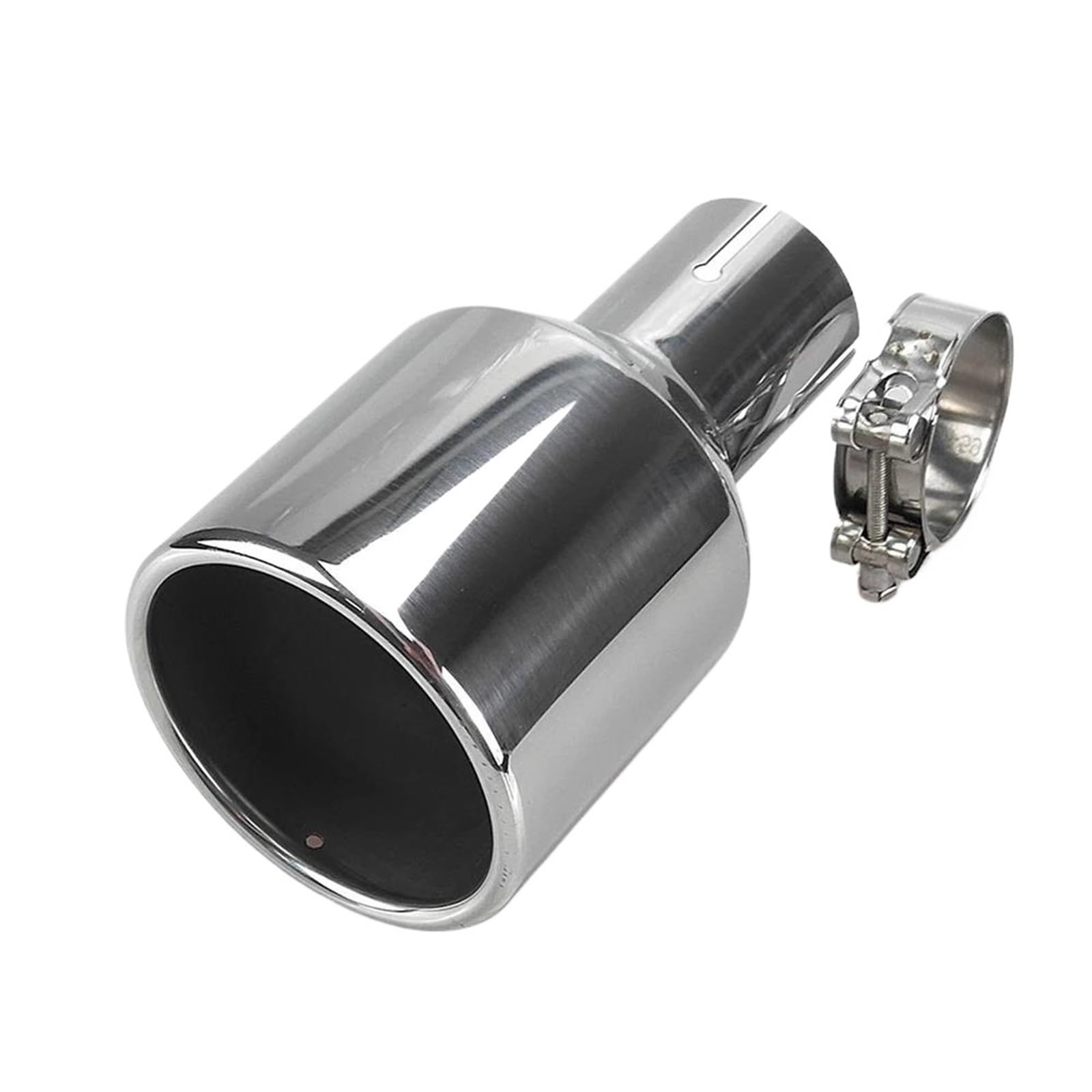 Auspuffblenden 1 Stück 114 Mm Auslass Universal Modifikation Autozubehör Silberner Gewellter Flansch Schalldämpfer Auspuff Edelstahl Spitze Endrohr Auto Auspuffblende(Angle cut-Inlet 60mm) von DZSYOHFS
