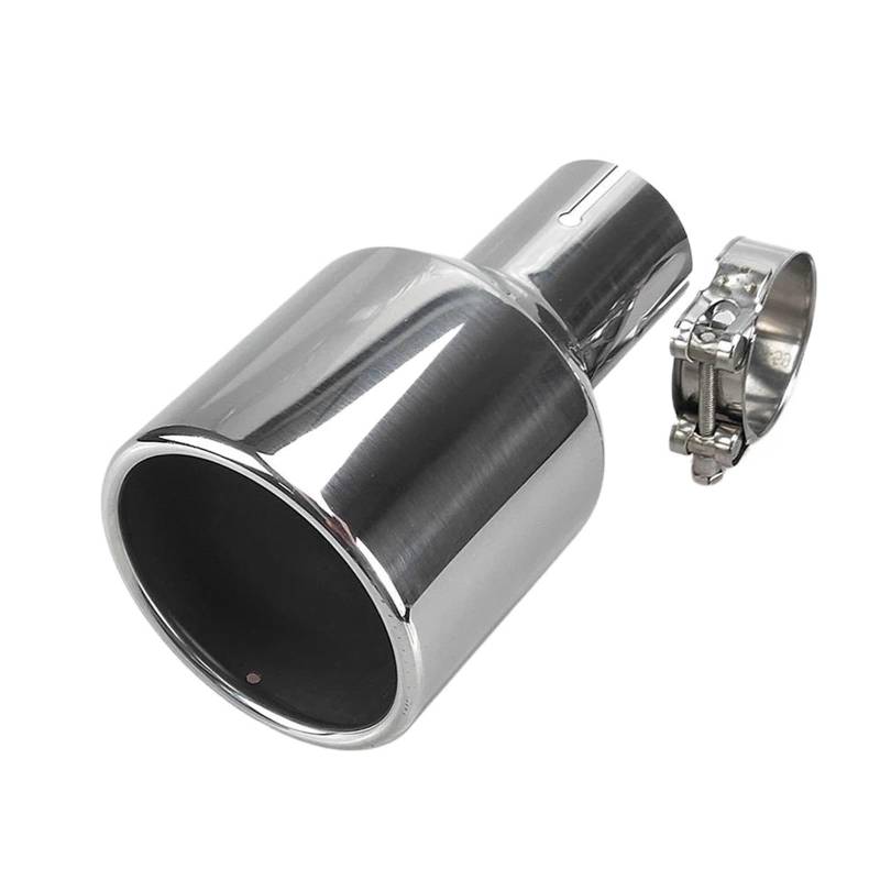 Auspuffblenden 1 Stück 114 Mm Auslass Universal Modifikation Autozubehör Silberner Gewellter Flansch Schalldämpfer Auspuff Edelstahl Spitze Endrohr Auto Auspuffblende(Angle cut-Inlet 60mm) von DZSYOHFS