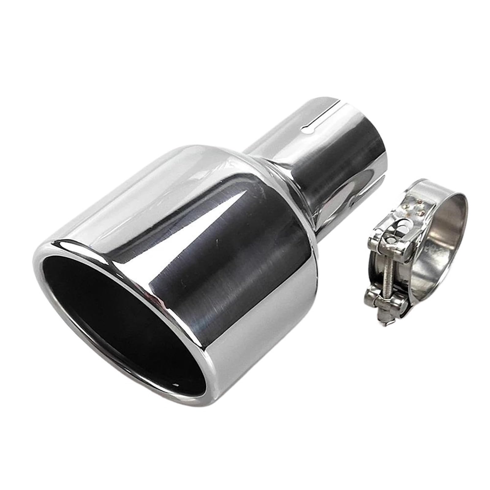 Auspuffblenden 1 Stück 114 Mm Auslass Universal Modifikation Autozubehör Silberner Gewellter Flansch Schalldämpfer Auspuff Edelstahl Spitze Endrohr Auto Auspuffblende(Flat cut-Inlet 51mm) von DZSYOHFS