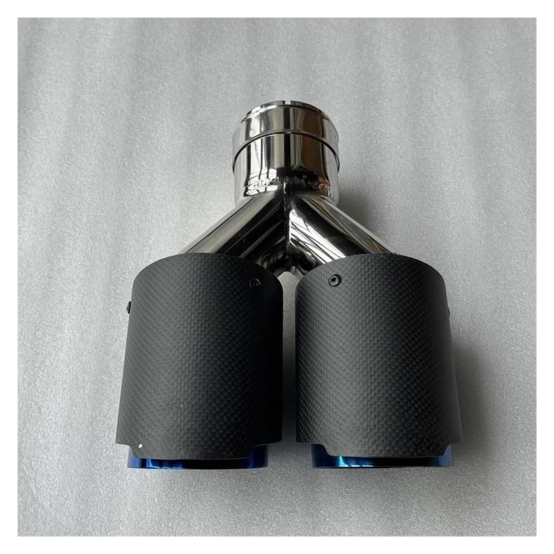 Auspuffblenden 1 Stück Doppel-Auto-Auspuffrohr Matt Kohlefaser Blau Rostfreier Stahl Doppel-Auspuffspitzen Endrohr Universal Auto Auspuffblende(ID 63MM-OD 76MM) von DZSYOHFS