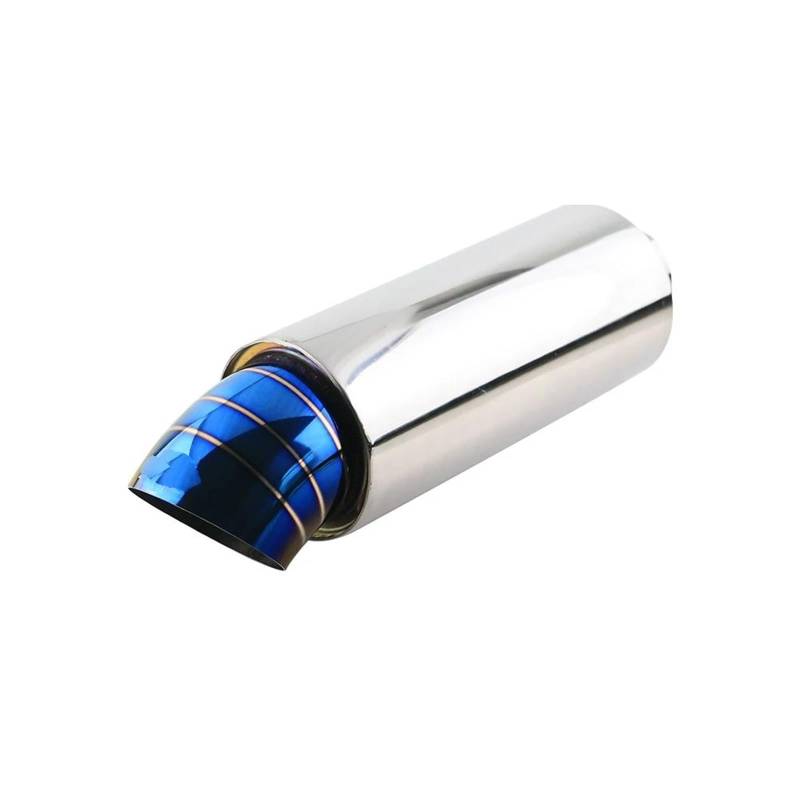 Auspuffblenden Universal Polishied Auto Auspuff Race Schalldämpfer 2/2,5 Einlass Auspuff Blau Endrohre Schalldämpfer Auf Dem Auto Auto Auspuffblende(Silver A) von DZSYOHFS