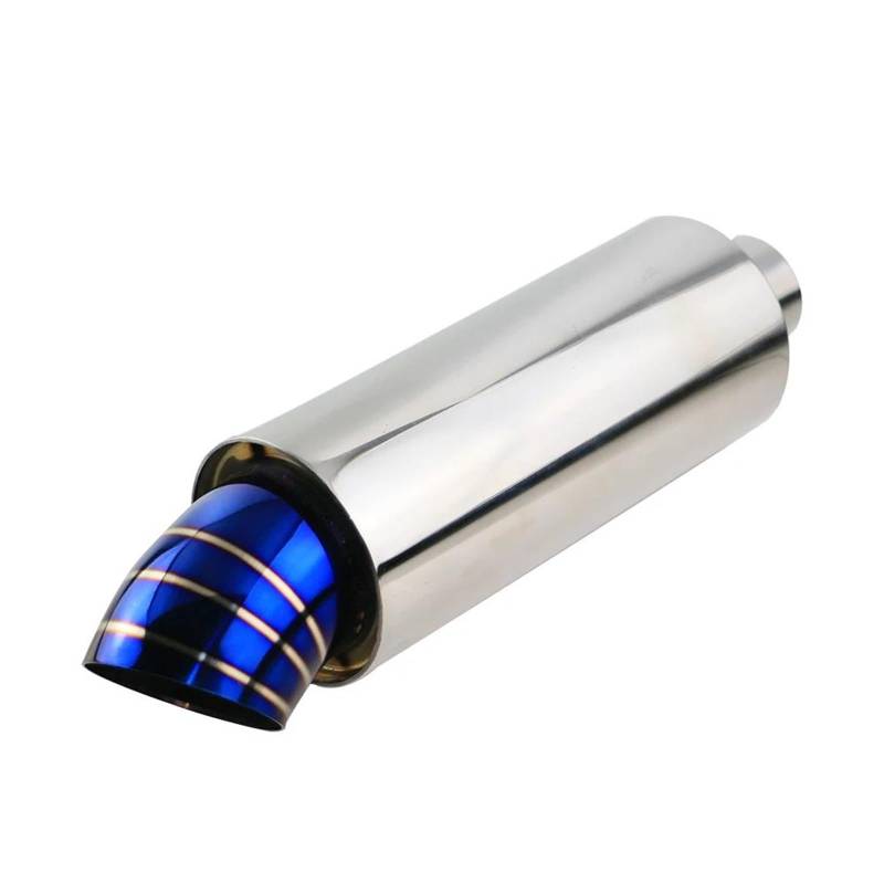 Auspuffblenden Universal Polishied Auto Auspuff Race Schalldämpfer 2/2,5 Einlass Auspuff Blau Endrohre Schalldämpfer Auf Dem Auto Auto Auspuffblende(Silver C) von DZSYOHFS