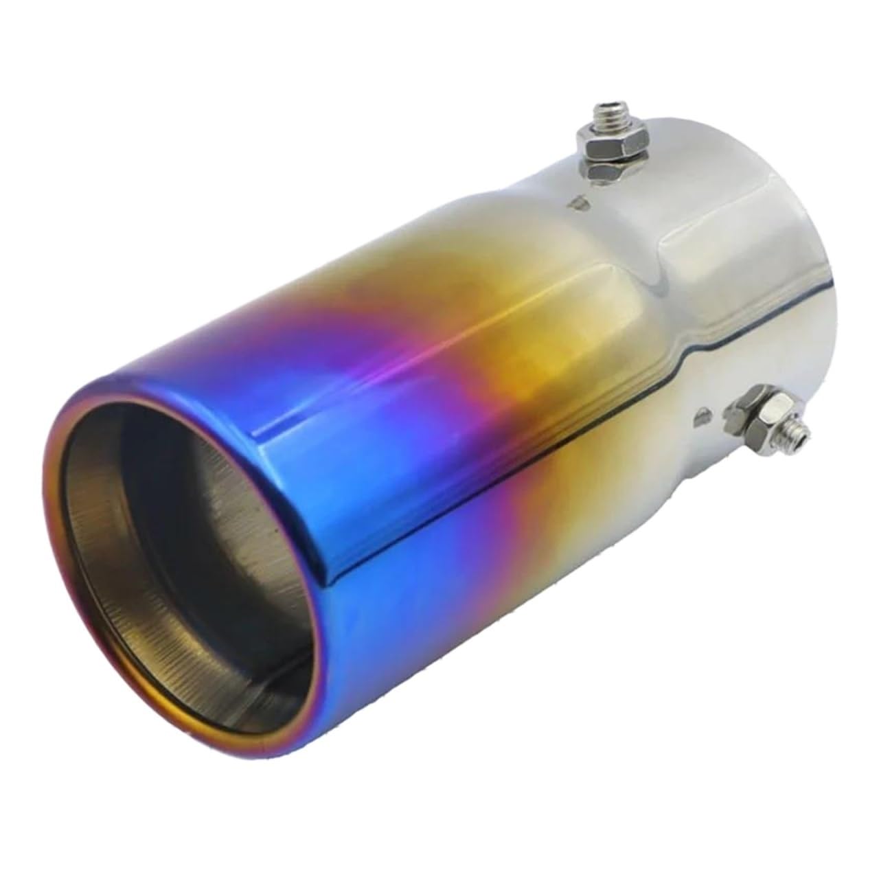Auspuffblenden Verdicken Sie Die Hinteren Auspuffspitzen Aus Rostfreiem Schalldämpfer Endschalldämpfer Auspuff Auto Universal-Auspuff Autozubehör Auto Auspuffblende(Round Blue) von DZSYOHFS