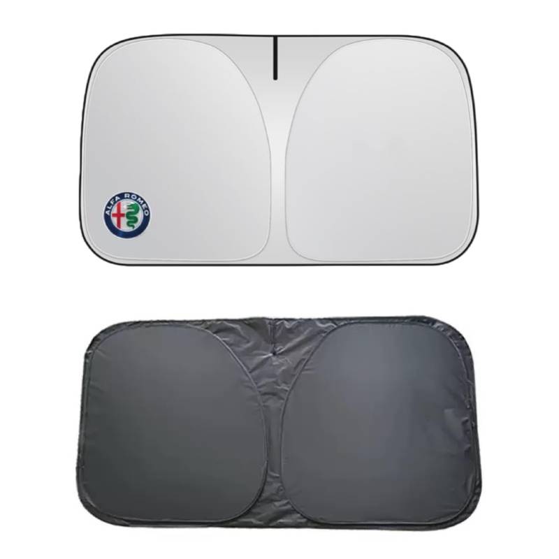 Sonnenblende Auto für Alfa Romeo GT,Faltbare Vorne Frontscheibe Sonnenschutz Visier mit Auto Logo Emblem Thermomatte Verdunkelung Plane UV-Schutz Auto Sommer Innen zubehör von DZYYDS