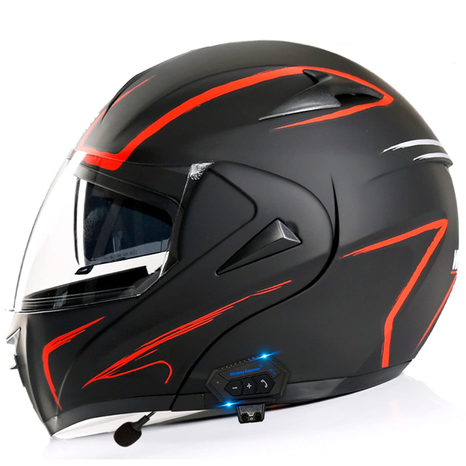 Integralhelm Motorradhelm Modular Bluetooth Helm Erwachsene Sturzhelm Mopedhelm ECE/DOT Genehmigt mit Antibeschlag kratzfestes Doppel Visier Lüftungssystem für Herren Und Damen D,L von DaMuZ