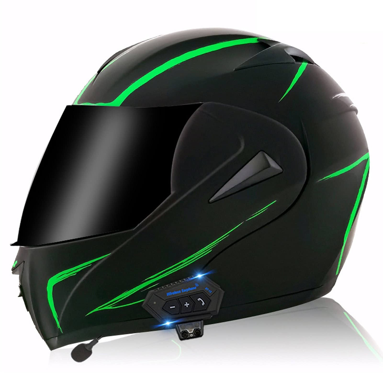 Integralhelm Motorradhelm Modular Bluetooth Helm Erwachsene Sturzhelm Mopedhelm ECE/DOT Genehmigt mit Antibeschlag kratzfestes Doppel Visier Lüftungssystem für Herren Und Damen G,XL von DaMuZ