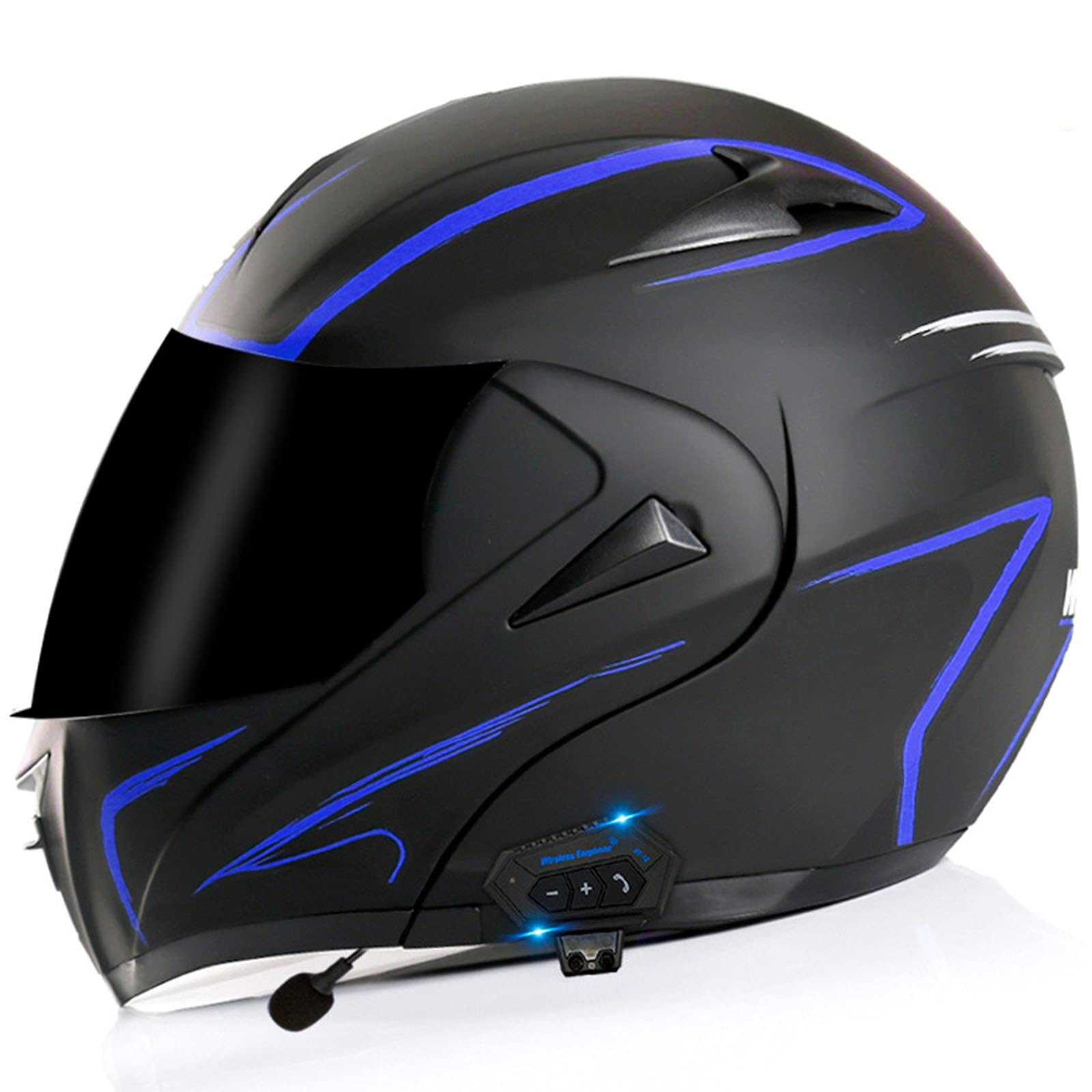Integralhelm Motorradhelm Modular Bluetooth Helm Erwachsene Sturzhelm Mopedhelm ECE/DOT Genehmigt mit Antibeschlag kratzfestes Doppel Visier Lüftungssystem für Herren Und Damen I,XL von DaMuZ
