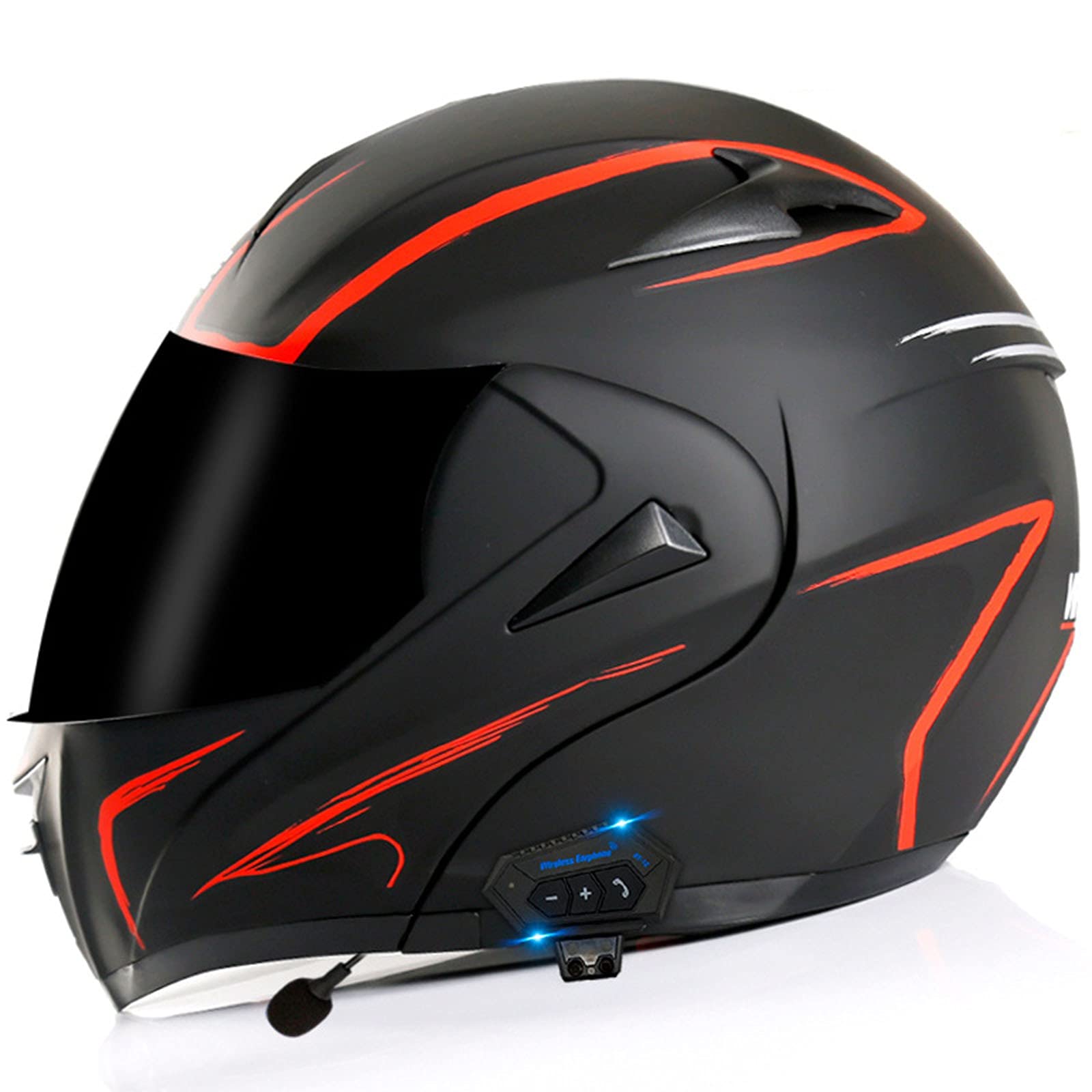 Integralhelm Motorradhelm Modular Bluetooth Helm Erwachsene Sturzhelm Mopedhelm ECE/DOT Genehmigt mit Antibeschlag kratzfestes Doppel Visier Lüftungssystem für Herren Und Damen J,XL von DaMuZ