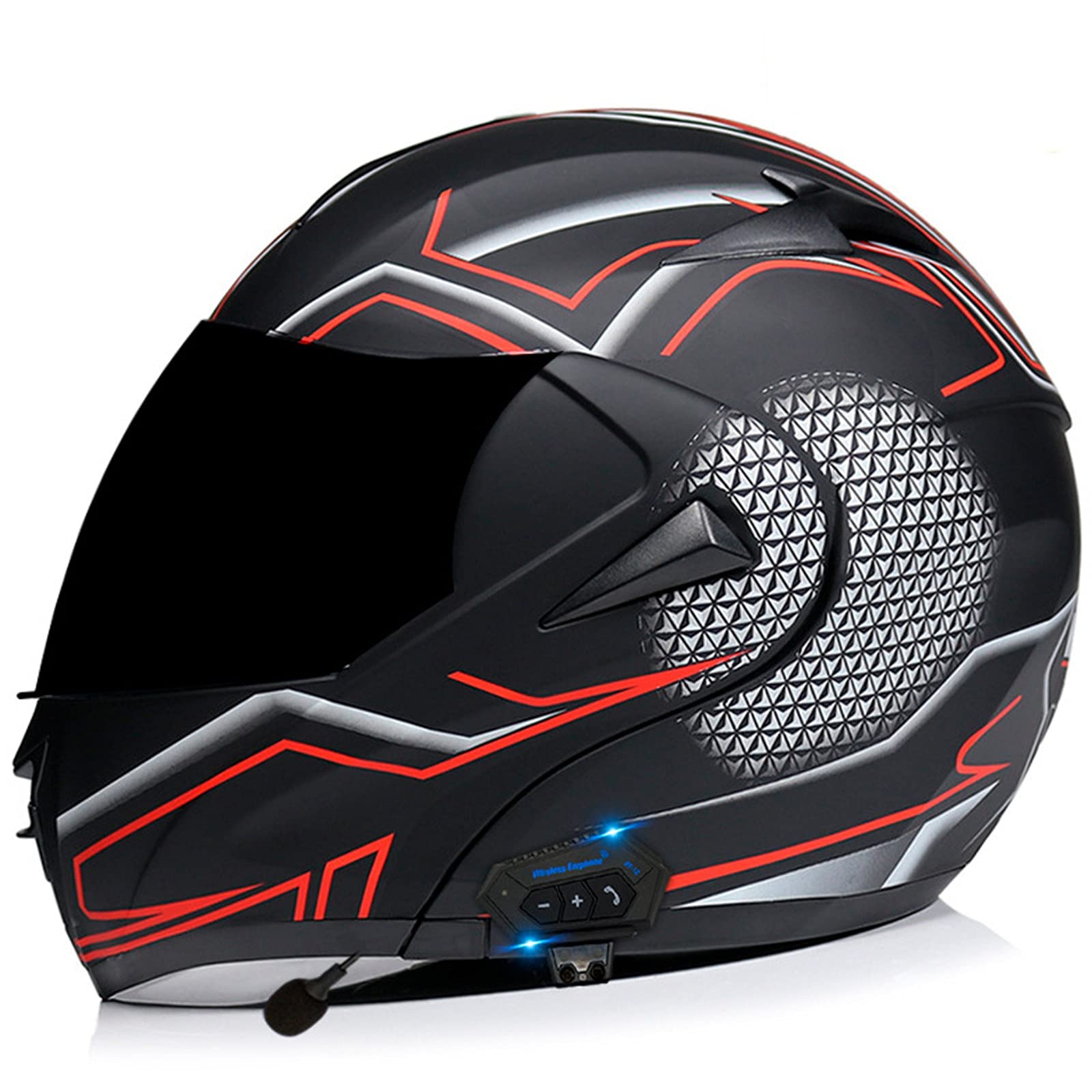 Integralhelm Motorradhelm Modular Bluetooth Helm Erwachsene Sturzhelm Mopedhelm ECE/DOT Genehmigt mit Antibeschlag kratzfestes Doppel Visier Lüftungssystem für Herren Und Damen L,S von DaMuZ