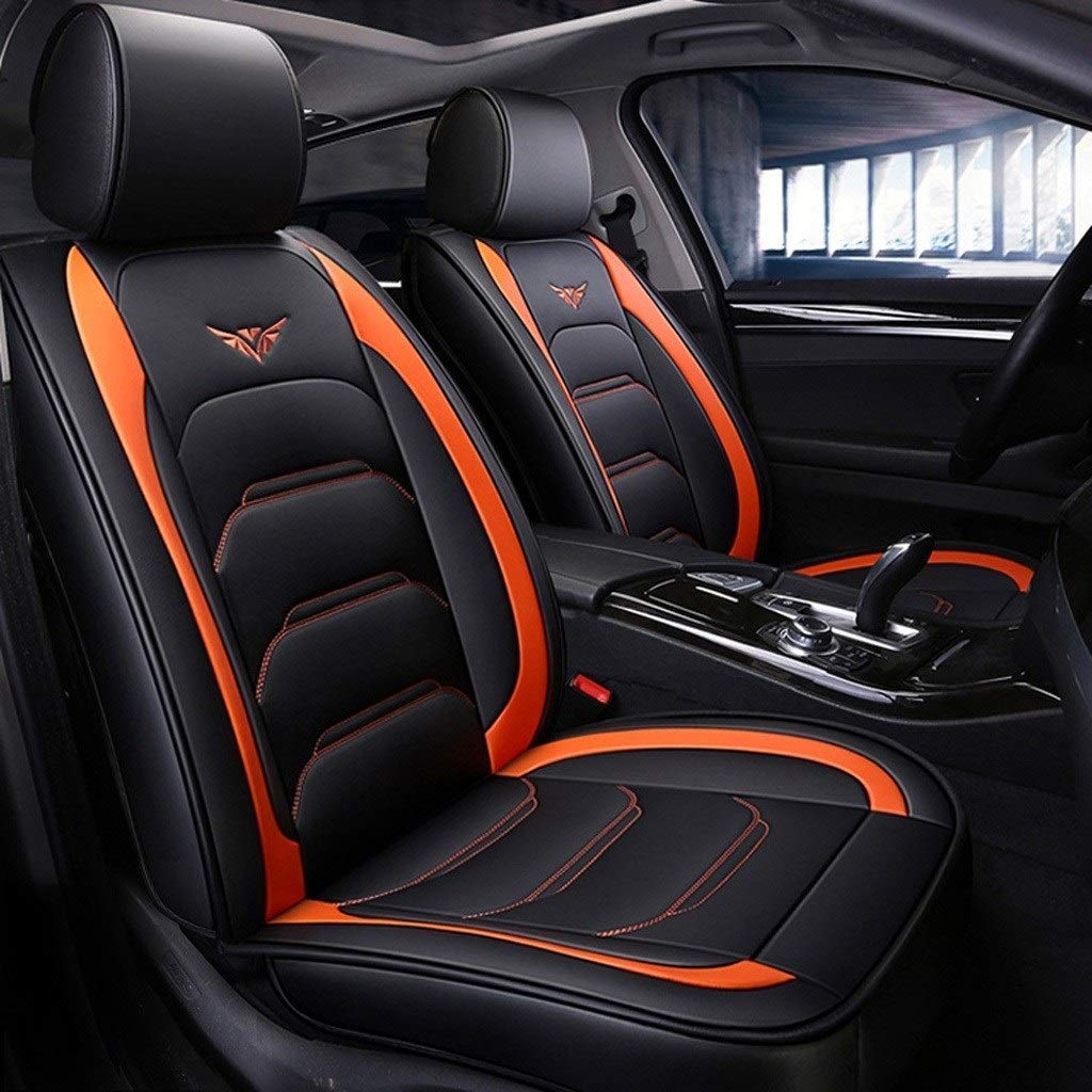 DaPeng Auto Sitzbezüge Set, Vorn und Hinten 5 Polstersitze, Kompletter Satz Universal Leder sitzbezüge für Vier Jahreszeitee (Color : Orange) von DaPeng
