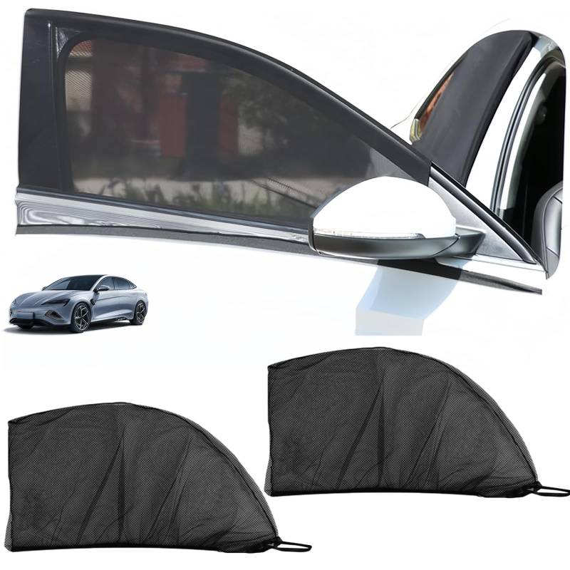 2 Stück Auto Fensterabdeckung Autosonnenblende Universal Elastizitä Sonnenblende Auto Netz Sonnenschutz Auto Seitenscheibe Gilt für Limousinen,SUV und Geländewagen (Schwarz) von DabbOo