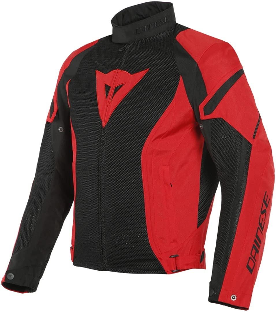 Dainese Air Crono 2 Tex Jacket, Motorradjacke Sommer Atmungsaktiv, Herren, Schwarz/Lava Rot/Lava Rot, 58 von Dainese