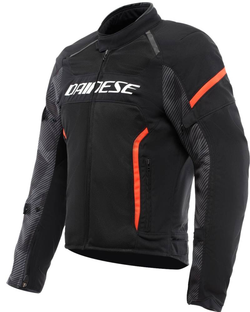 Dainese - Air Frame 3 Tex Jacket, Sommer-Motorradjacke mit herausnehmbarem, winddichtem Innenfutter, Mann, Schwarz/Schwarz/Rot-Fluo, 50 Dainese - Air Frame 3 Tex Jacket, Sommer-Motorradjacke mit herausnehmbarem, winddichtem Innenfutter, Mann, Schwarz/Schwarz/Rot-Fluo, 50 von Dainese