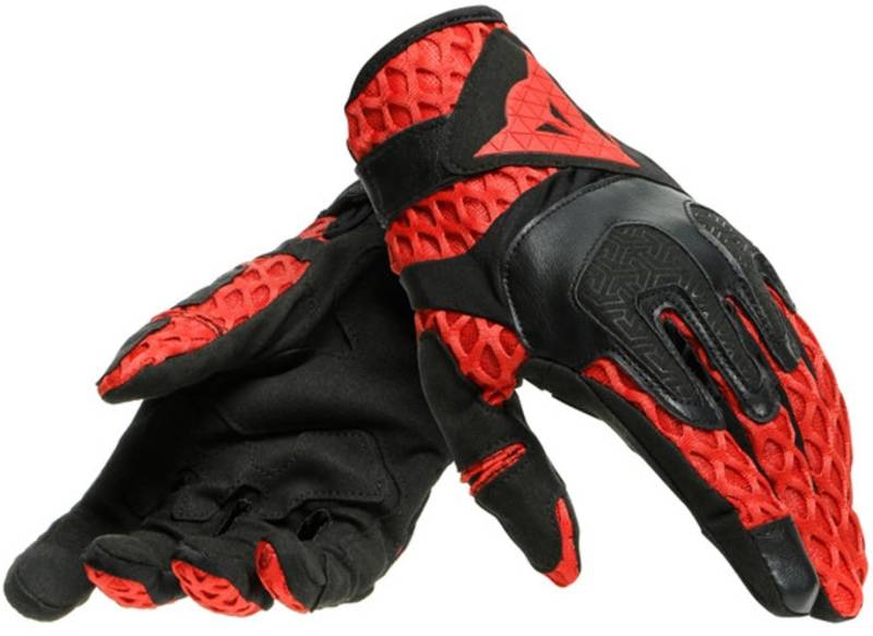 Dainese Air-Maze Unisex Gloves, Motorradhandschuhe Sommer Textil, für Damen und Herren, Schwarz/Rot, XL von Dainese