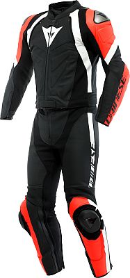 Dainese Avro 4, Lederkombi 2tlg. - Matt-Schwarz/Neon-Rot/Weiß - 50 von Dainese