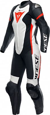 Dainese Grobnik, Lederkombi 1tlg. perforiert Damen - Schwarz/Weiß/Neon-Rot - 48 von Dainese