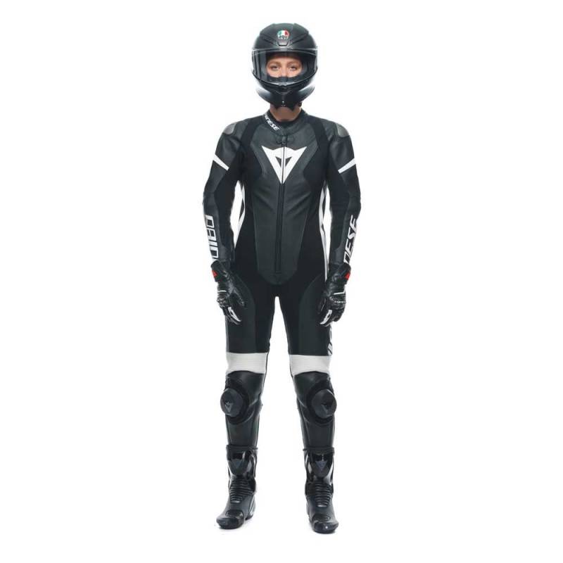 Dainese Grobnik Lady 1PC perforiert Damen Einteiler Lederkombi Racing Suit, BLACK/BLACK/WHITE, 42 von Dainese