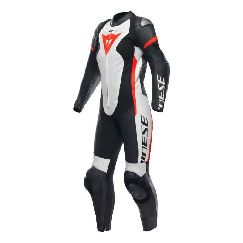 Dainese Grobnik Lady 1PC perforiert Damen Einteiler Lederkombi Racing Suit, BLACK/WHITE/FLUO-RED, 46 von Dainese