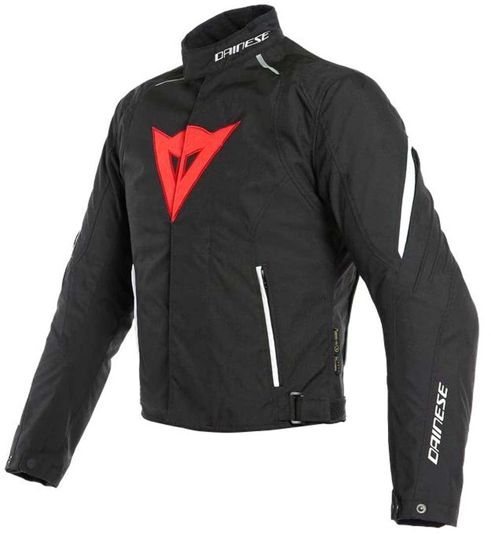 Dainese Laguna Seca 3 D-Dry Jacket, Motorradjacke Wasserdicht Cordura, Herren, Schwarz/Lava Rot/Weiß, 54 von Dainese