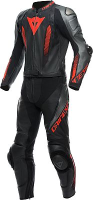 Dainese Laguna Seca 5, Lederkombi 2tlg. - Schwarz/Grau/Neon-Rot - 48 von Dainese